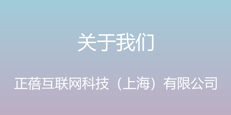 关于我们 - 正蓓互联网科技（上海）有限公司