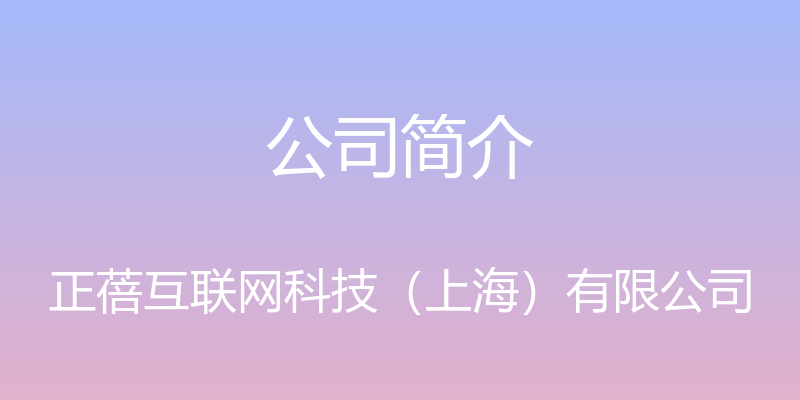 公司简介 - 正蓓互联网科技（上海）有限公司