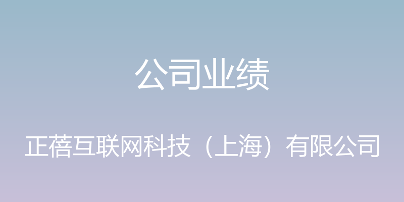 公司业绩 - 正蓓互联网科技（上海）有限公司